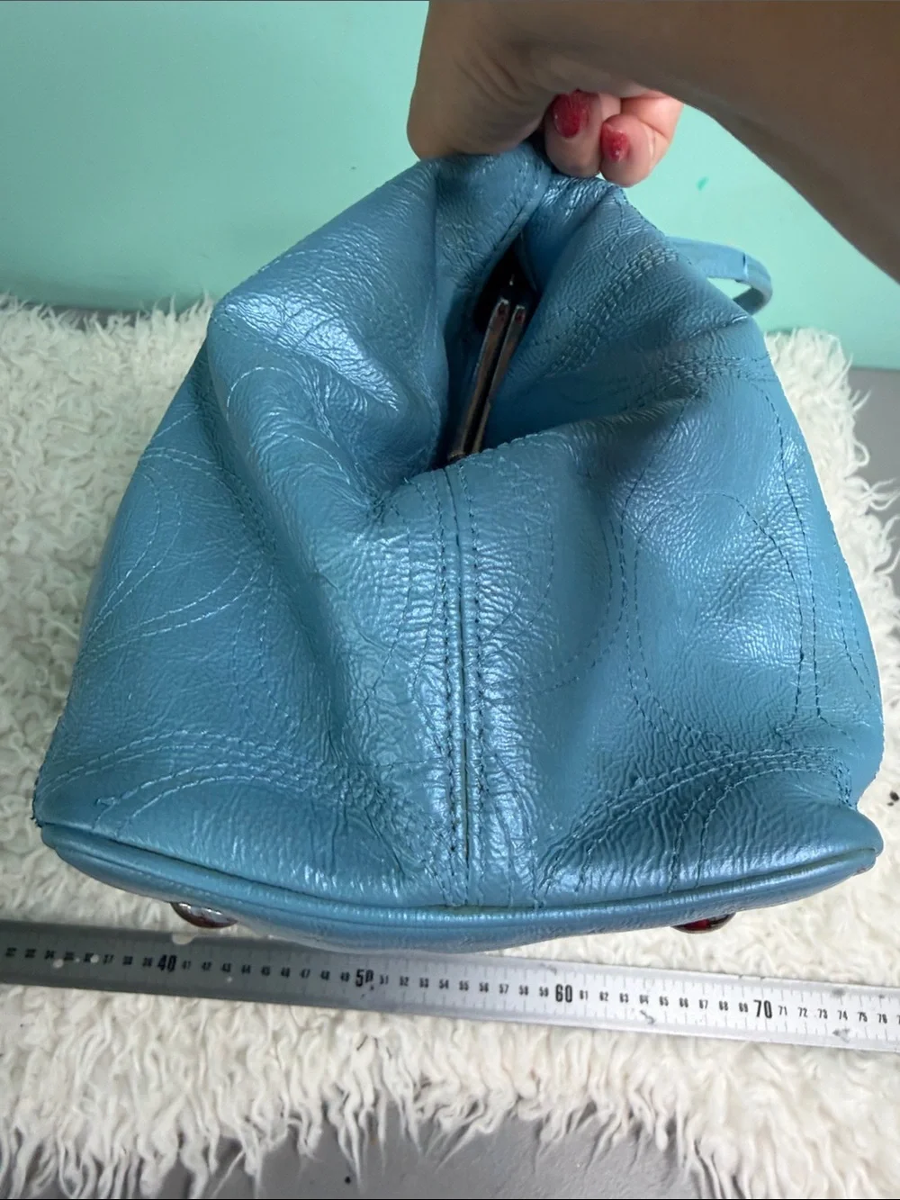 Coach Teal Blue Leather Satchel